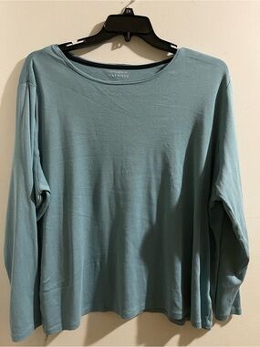 Talbots Tee Women’s 3X Long-Sleeve Crew Neck Shirt in Seafoam Green